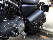 Black Leather Swingarm Single Side Pannier Saddle Bag for Harley Davidson Sportster